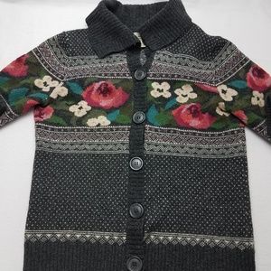 Vintage L.L. Bean Wool Cardigan Sweater Floral